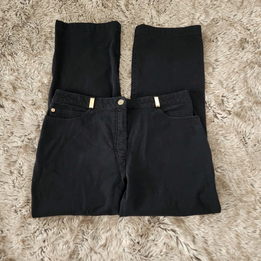 St. John‎ Sport by Marie Gray Black Ankle Length Capri Trouser Pants Size 12